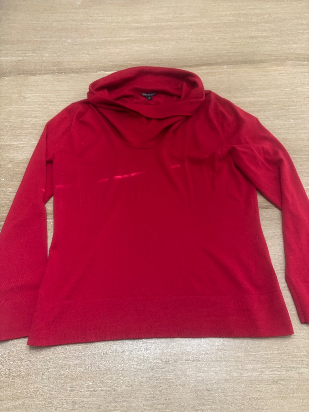 Lafayette 148 New York Cowl Neck Sweater Women Lrge Red 100% Wool Luxury *Flawed